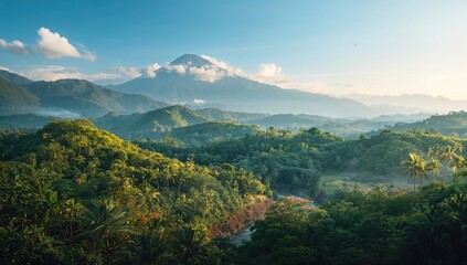 Fototapeta premium Elevated terrain in a lush tropical setting