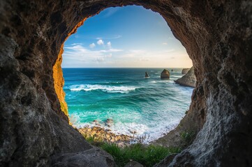 Breathtaking perspective of a seaside geyser