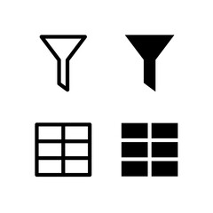 Filter and Table Line and Solid Icon Set for Modern App and UI Design