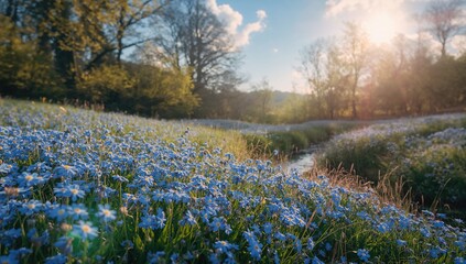 Scenic Setting Featuring Forget-Me-Not Blooms
