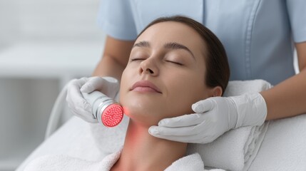 LED Light Therapy Treatment for Skin Rejuvenation and Anti-Aging in a Modern Spa Environment