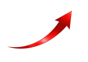 Red arrow pointing up isolated on transparent background