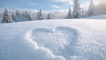 Obraz premium Love emblem on fresh snow cover