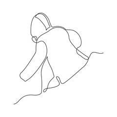 Continuous line drawing of polar jacket coat hoodie jumper warm sweatcoat editable stroke sketch vector illustration