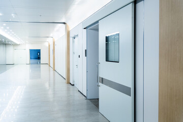 Long corridor in modern hospital building