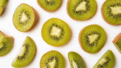 Fototapeta premium Sliced Kiwi Fruit Displayed Against a White Backdrop