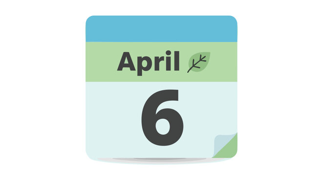 Colorful April 6th calendar icon symbolizing an important day or date with a clean and contemporary aesthetic, perfect for reminders