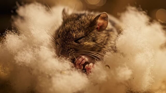 Adorable Degu Snuggled in Cotton - A Moment of Pure Bliss.