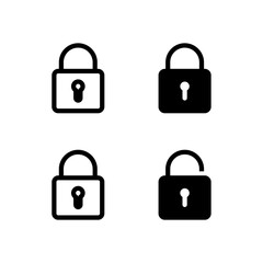 Lock and Unlock Line and Solid Icon Set for Modern App and UI Design