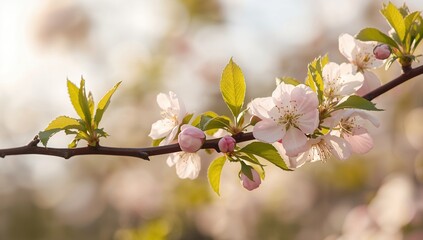 Obraz premium Blooming apple tree branches in spring