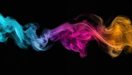 Obraz premium Vibrant swirling smoke against a dark backdrop, multicolored ink design