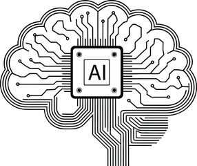 Digital brain design with AI chip symbolizes artificial intelligence and modern technology, artificial, intelligence, digital, brain, chip, circuit, technology, future, concept, learning, data