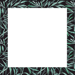 Watercolor frame of flowers. Design of postcards, greetings, for things, textiles