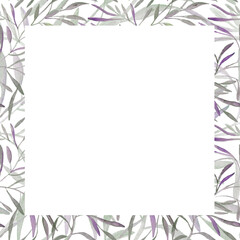 Watercolor  frame with flowers. Decorative wreath with hand-drawn flowers is ideal for making birthday cards and invitations