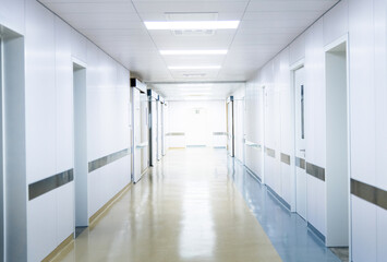 Empty hallway in new modern hospital