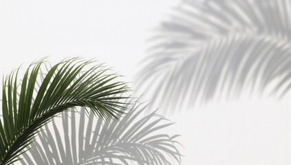 Minimalist design featuring palm and monstera leaf shadows on a plain backdrop