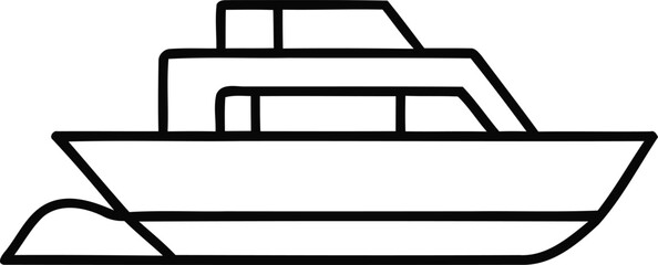 Minimalist motor yacht side view icon for nautical transportation