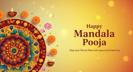 Naklejka premium Happy mandala pooja festival celebration with lights and decorations