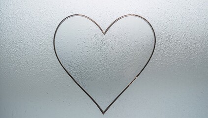 Outline of a heart on a misted glass surface