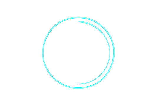 Glowing neon turquoise light circle creating abstract movement trail effect on transparent background - Powered by Adobe