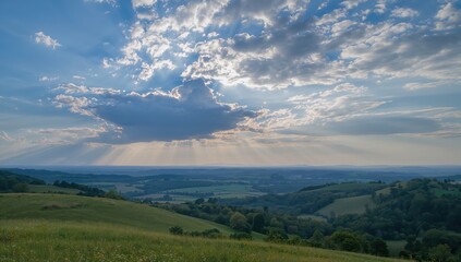 Morning warmth with abundant clouds and stunning natural scenery in rural area