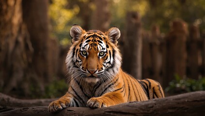 Close-up of a juvenile Bengal tiger in captivity