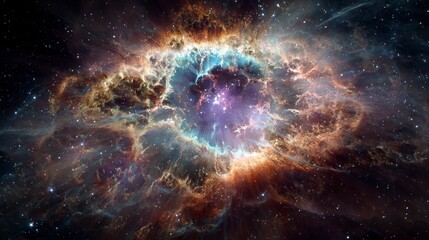 Colorful nebula in space