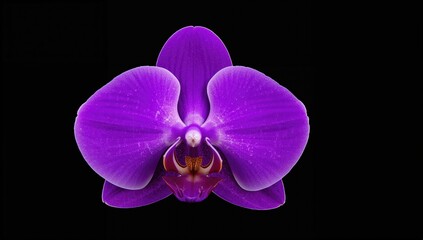 Fototapeta premium Large exotic purple orchid flower against a dark backdrop