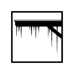 Minimalist winter roof with icicles silhouette