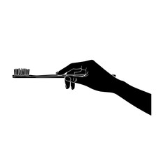 Hand holding toothbrush silhouette