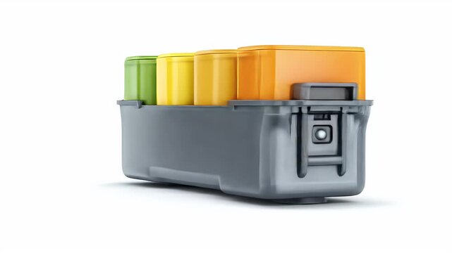 Colorful Ink Cartridges in a Printer, Isolated on White.