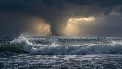 Morning tempest over the ocean waters