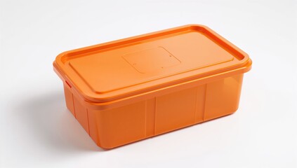 Orange Plastic Container for Multiple Transport Uses on a White Background