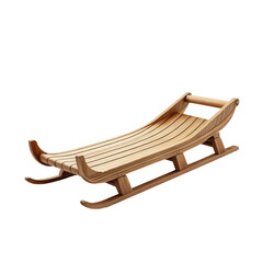 A wooden sleigh, isolated on black, angled view