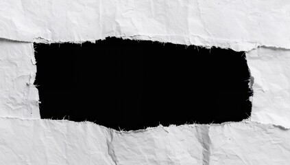 White torn paper strips with jagged edges on a dark backdrop