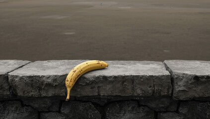 Empty banana prank stuck on wall