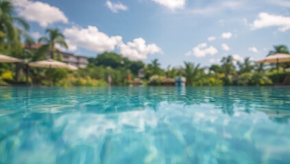 Blurred abstract elements in a hotel resort's swimming pool