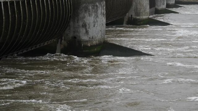 The Eider Barrage on North Sea  in Germany