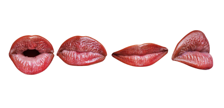 Mouth Icon. Sexy female lips with red lipstick isolated on white. Beautiful young women. Seductive lady mouth open, red lips.