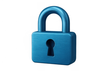 Blue padlock icon depicting digital security, data privacy, internet protection, and locked access against cyber threats