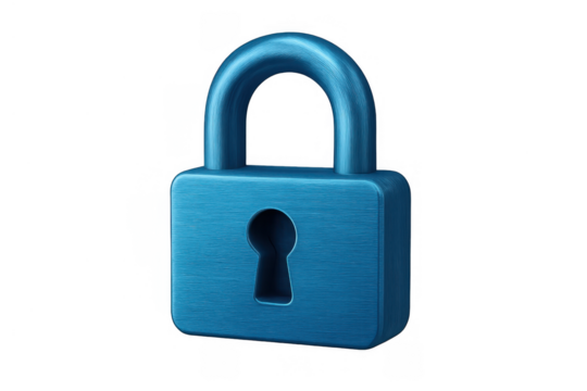Blue padlock icon depicting digital security, data privacy, internet protection, and locked access against cyber threats