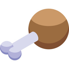 Simple stylized illustration of a chicken drumstick with a bone on a transparent background