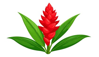 Red flower with green leaves