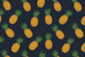 Endless tropical fruit motif featuring affectionate pineapples. Vector background with charming summer fruit illustration. Perfect for apparel, wall decor, and various surfaces.