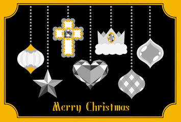 クリスマスオーナメントポストカード　グレー