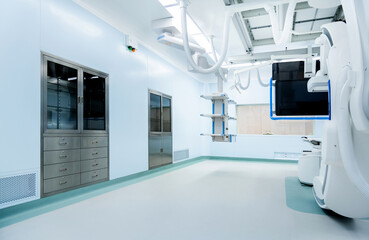 Modern operating room with angiography X-ray machine