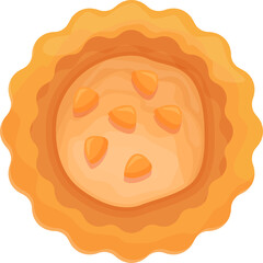 Fototapeta premium Cartoon Tart Icon With Five Orange Seeds On Top On Transparent Background Close Up Top View