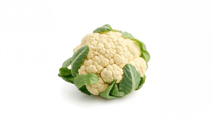 Cauliflower captured against a plain white backdrop