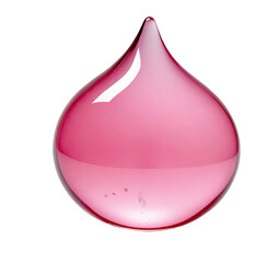 Transparent pink drop shape object on a solid black background