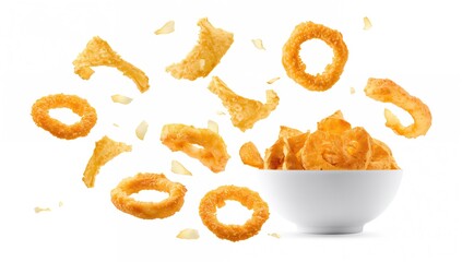 Crunchy circular snacks displayed against a white backdrop.